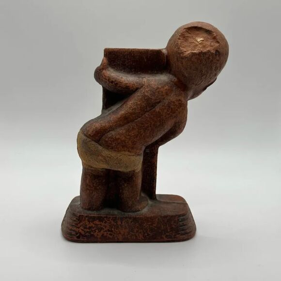 Vintage 40s Syroco Americana Diaper Dan Wood Thermometer - Picture 5 of 7